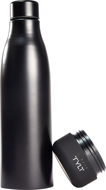 Tylt Vacuum Insulated Liquid Bottle + Portable Power - Black